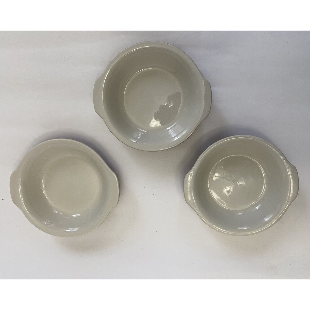 3 Vintage HALL USA #511 5-1/2" Pottery OvenWare Au Gratin Dishes New Old Stock